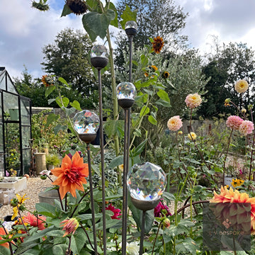 Bespoke Cluster of 5 Tall Glass Garden Feature | 1150mm Steel Stake