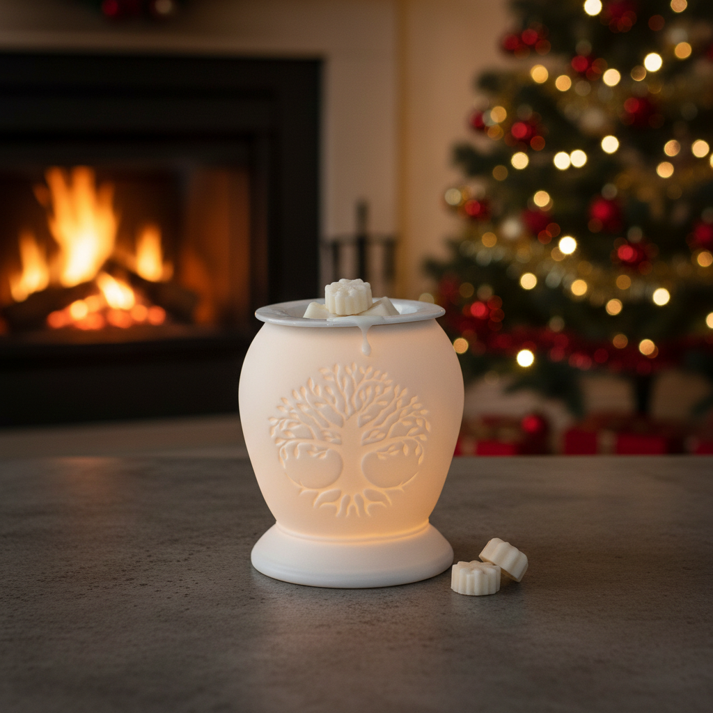 Tree of Life White Ceramic Electric Wax Burner