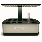 12 pod smart garden with stainless steel base and black lid, empty pods, on a white background