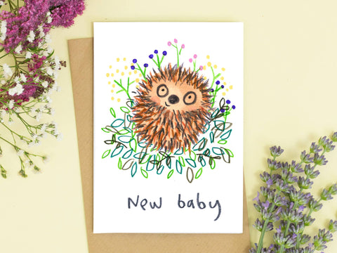Hedgehog New Baby Card