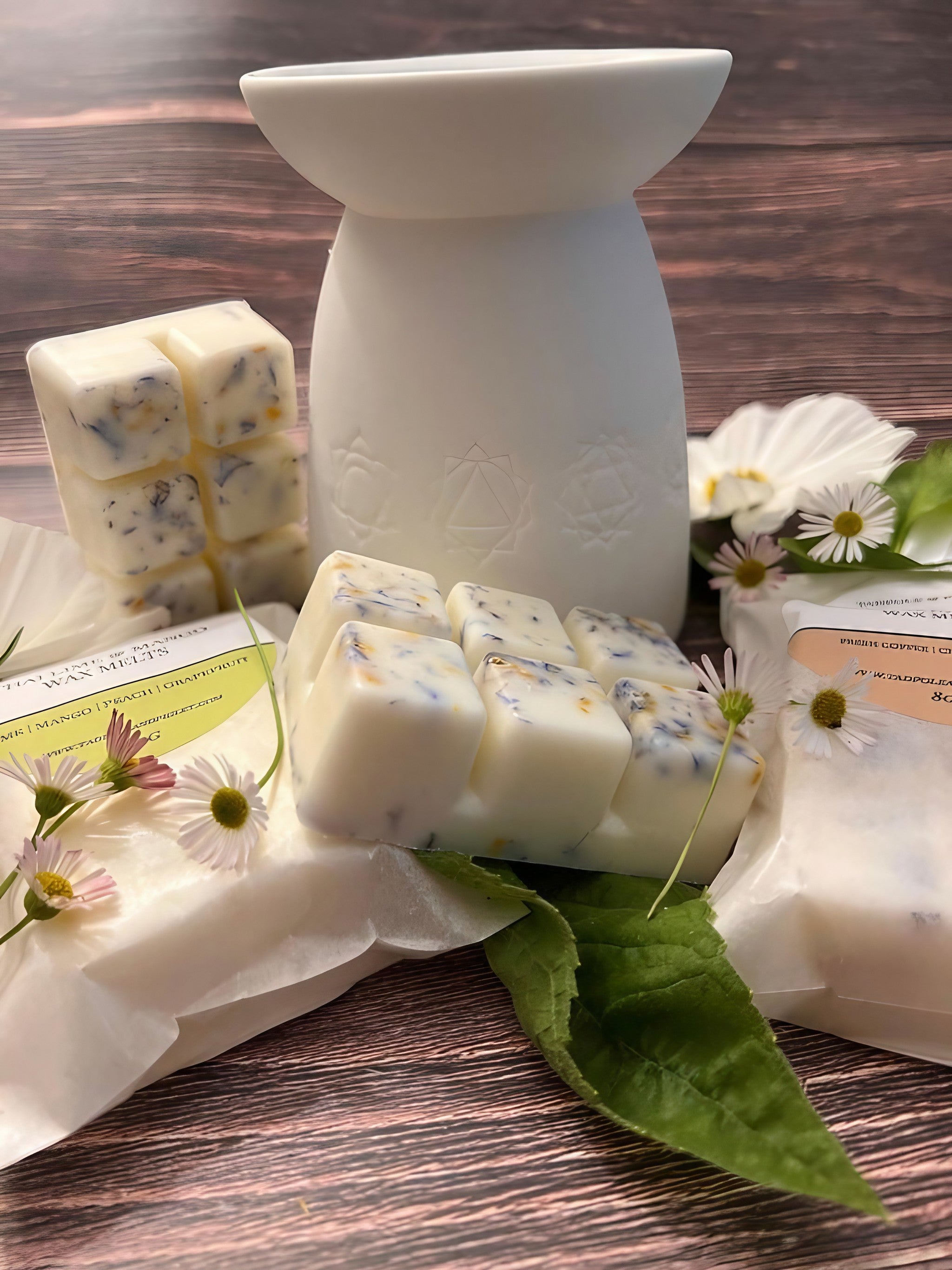 White Ceramic Seven Chakra Wax Melt Burner