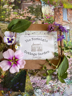 The Nostalgic Cottage Garden Flower Box - 12 Packs by Bishy Barnabees Cottage Garden features heritage seeds and assorted fresh blooms, beautifully arranged atop vibrant cottage garden photos for a bright, rustic display.