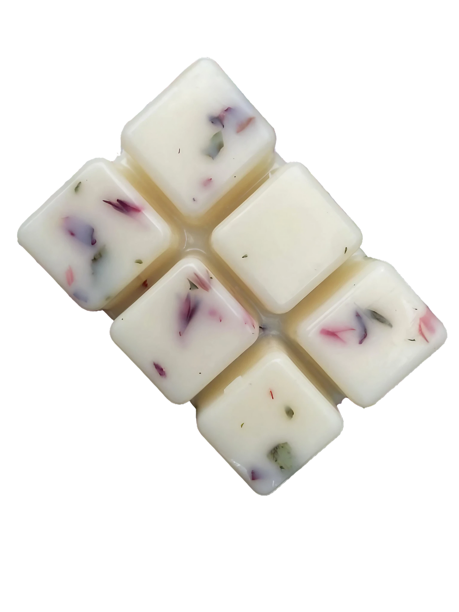 Close-up of apple pie wax melt bar with floral imprints