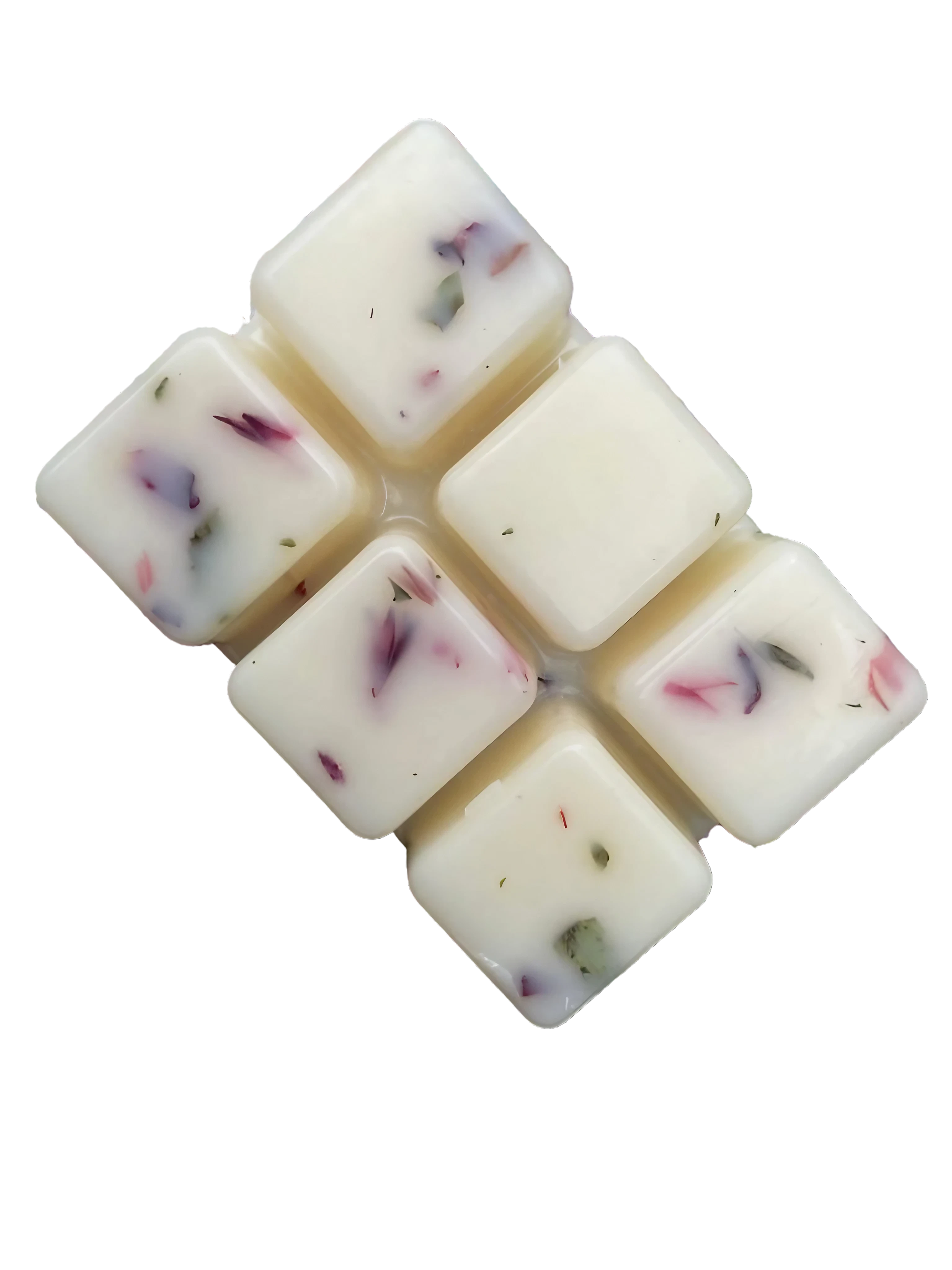 Close-up of apple pie wax melt bar with floral imprints