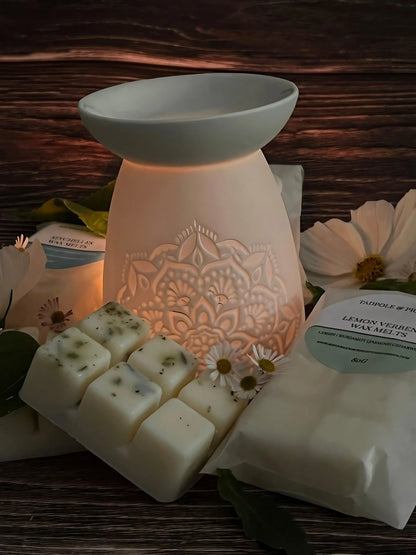 White Ceramic Mandala Wax Melt Burner