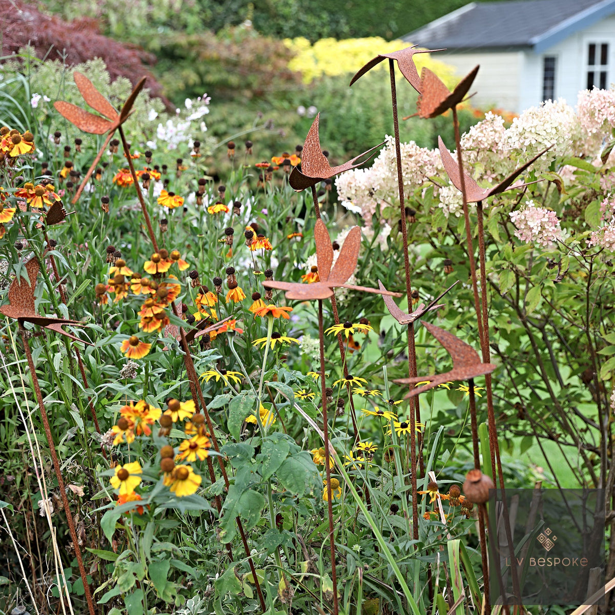 Bird & Insect Garden Stakes (Raw Steel, Two Heights)