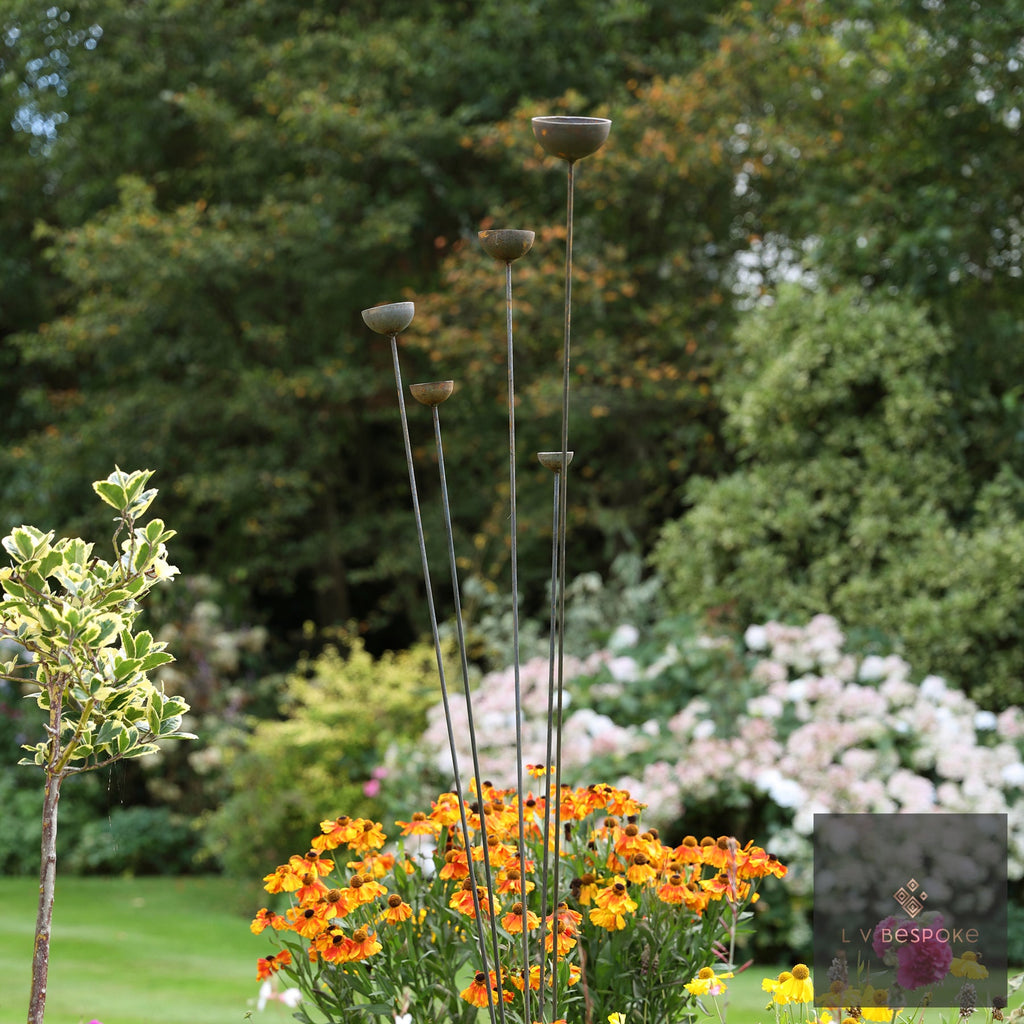 Bespoke Cluster of 5 Cups or Balls | Norfolk Steel Garden Feature