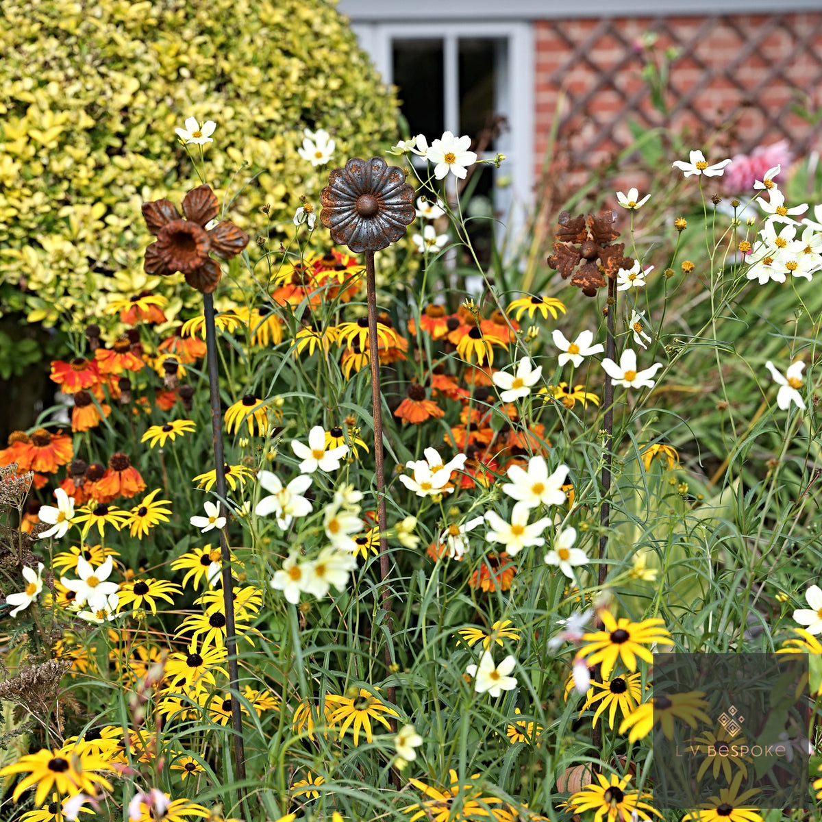 Mixed Floral Metal Garden Stakes, Tall.