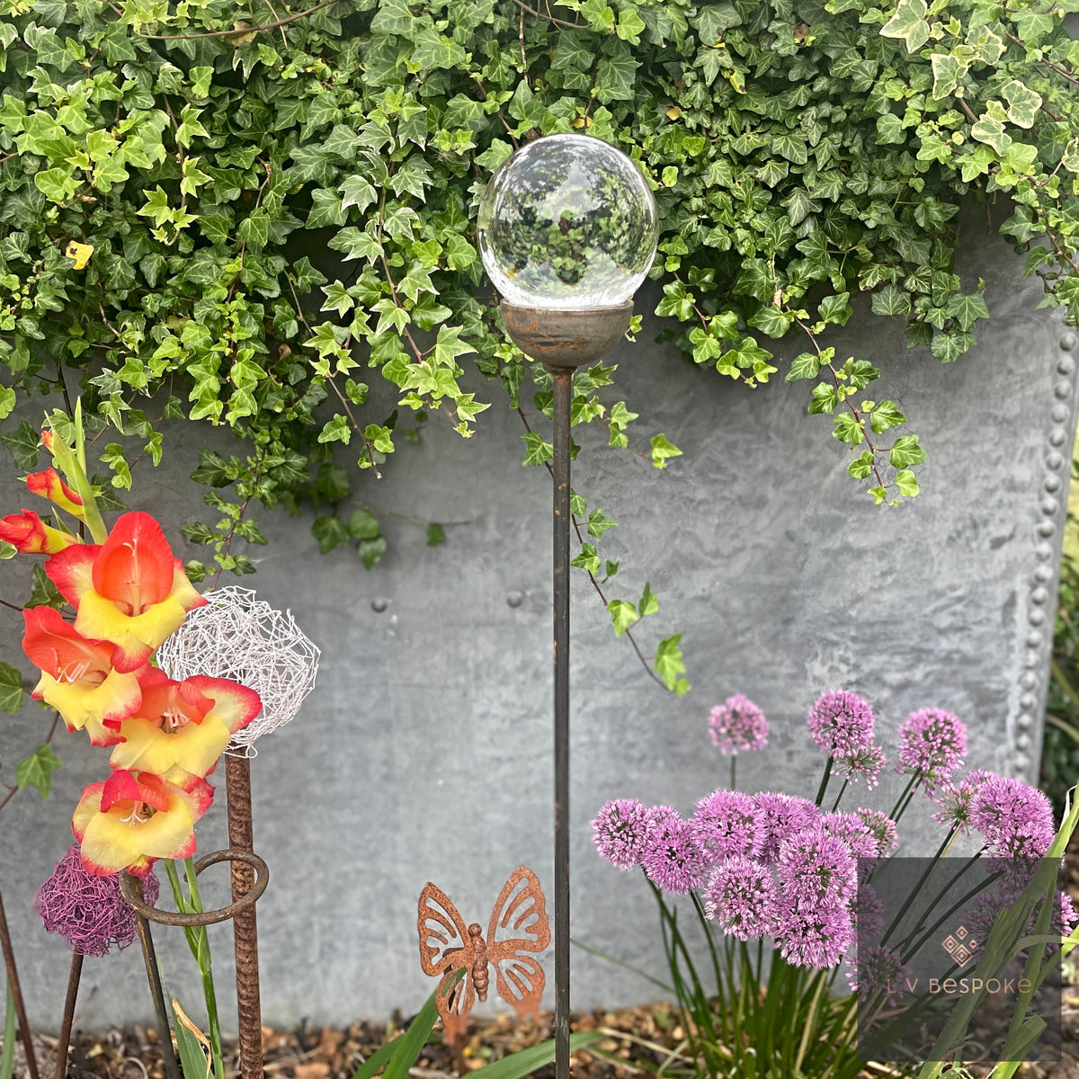 Bespoke Glass-Topped Garden Stake | 4 Sizes, 4 Finishes