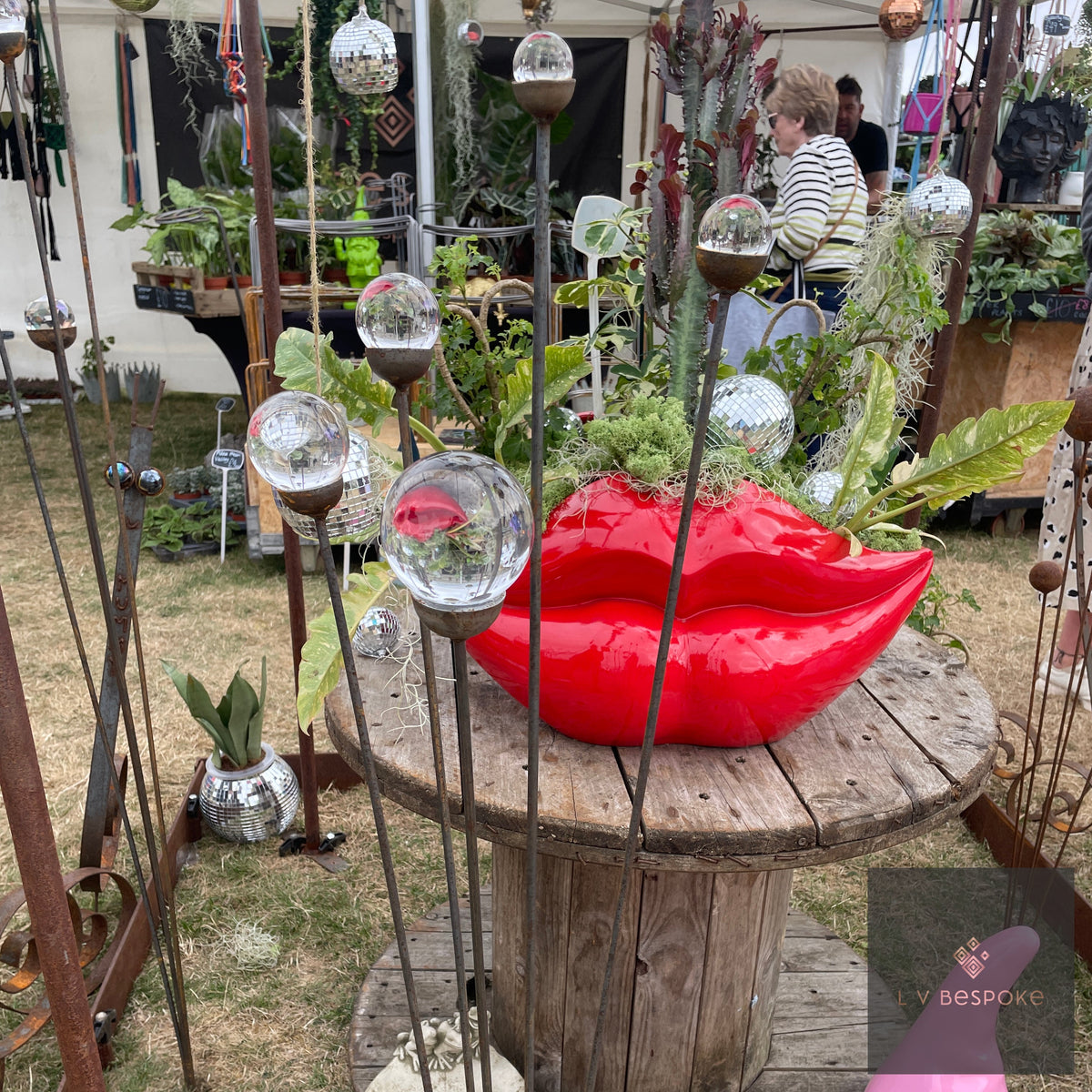 Bespoke Cluster of 5 Tall Glass Garden Feature | 1150mm Steel Stake