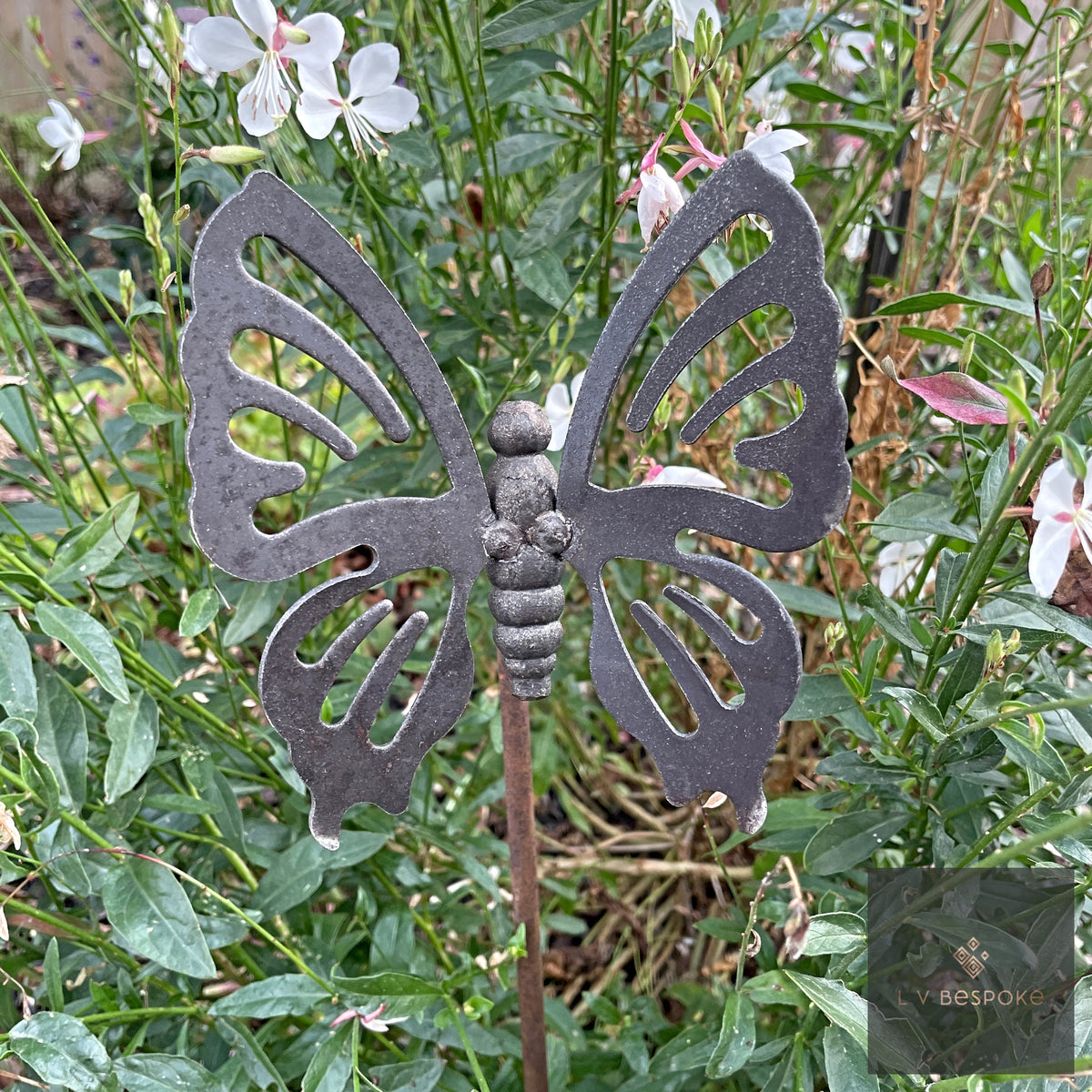 Bird & Insect Garden Stakes (Raw Steel, Two Heights)