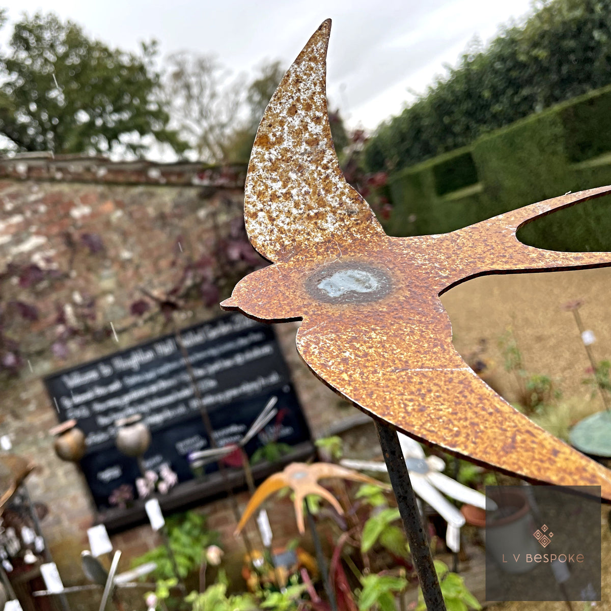 Bird & Insect Garden Stakes (Raw Steel, Two Heights)