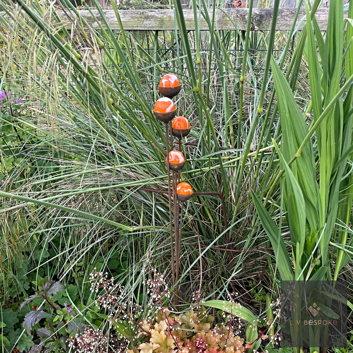 Bespoke Cluster of 5 Colourful Marbles | Splayable Garden Stake