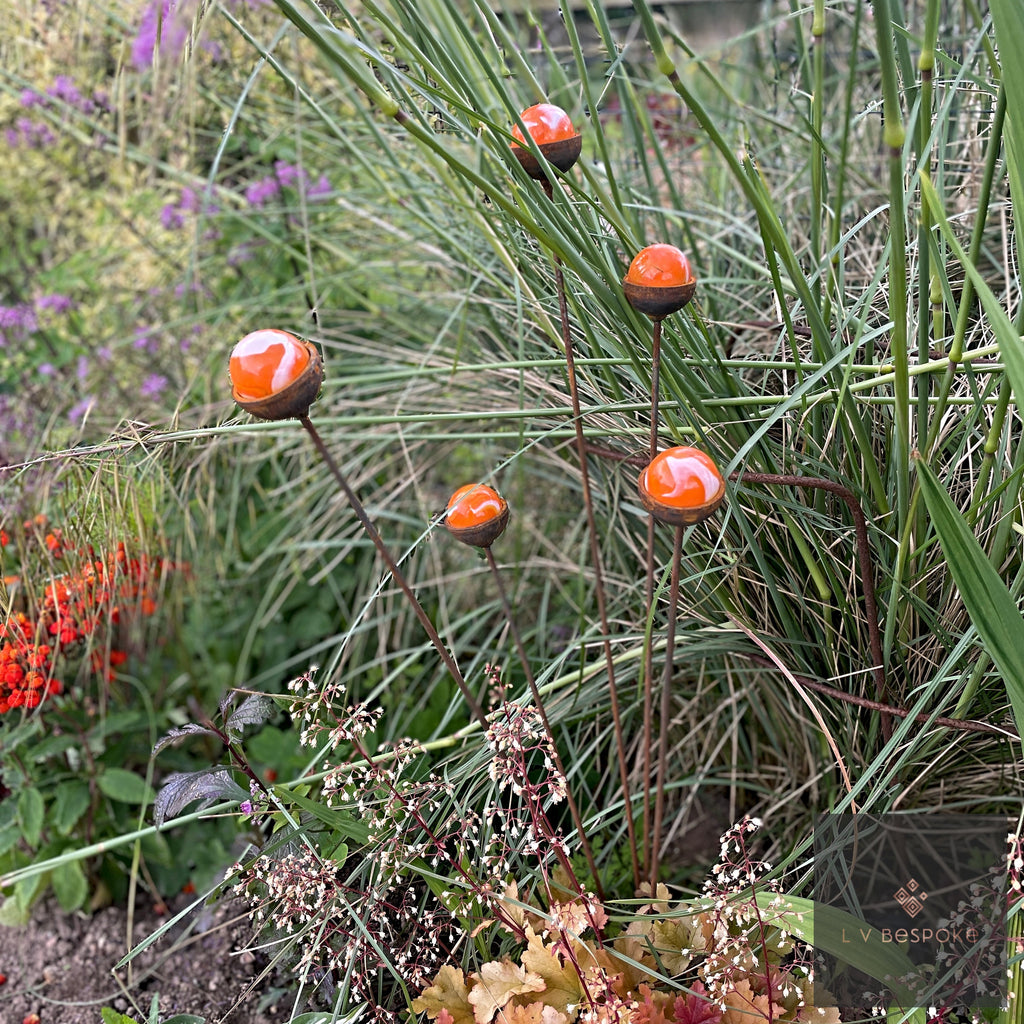 Bespoke Cluster of 5 Colourful Marbles | Splayable Garden Stake