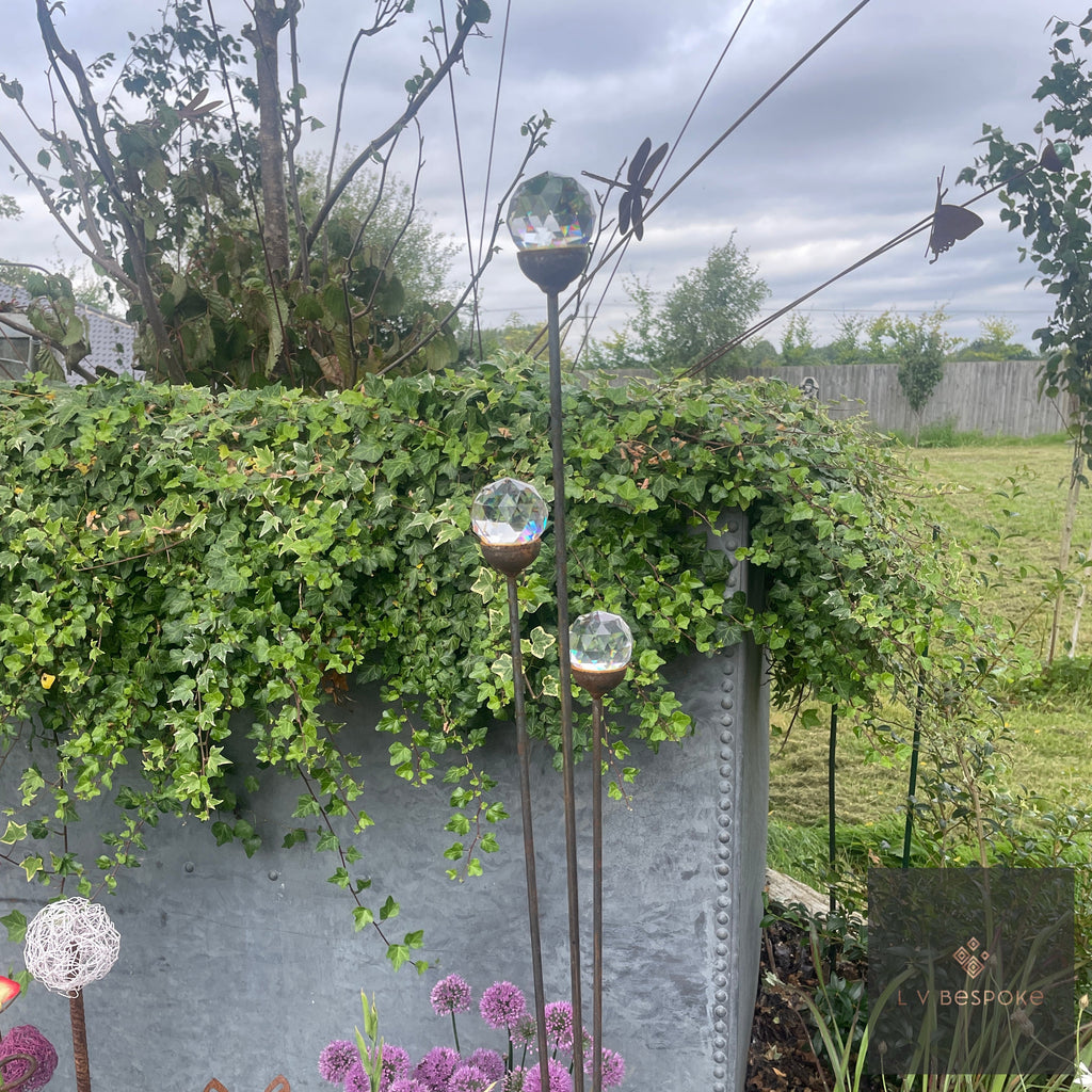 Cluster of 3 Glass Garden Feature
