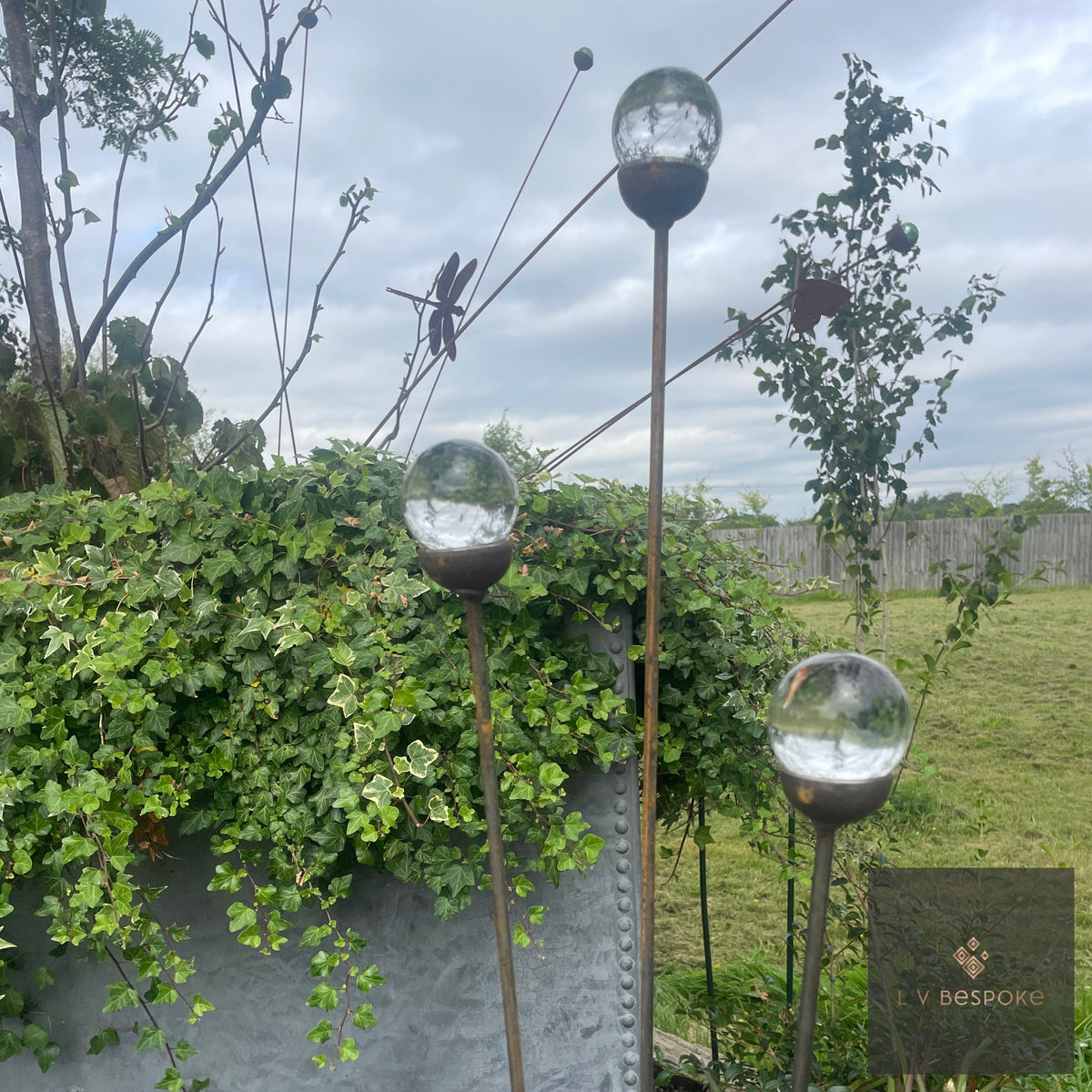 Cluster of 3 Glass Garden Feature
