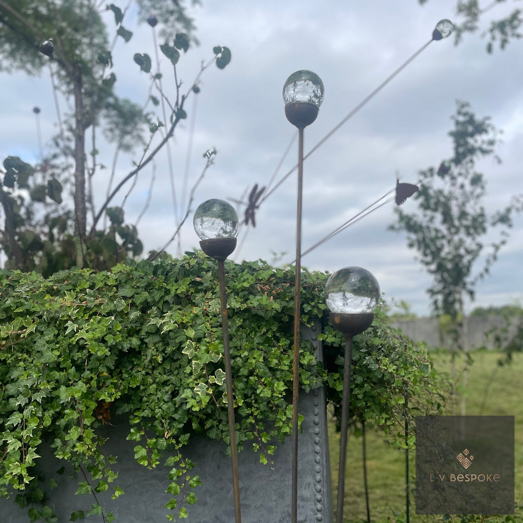 Cluster of 3 Glass Garden Feature