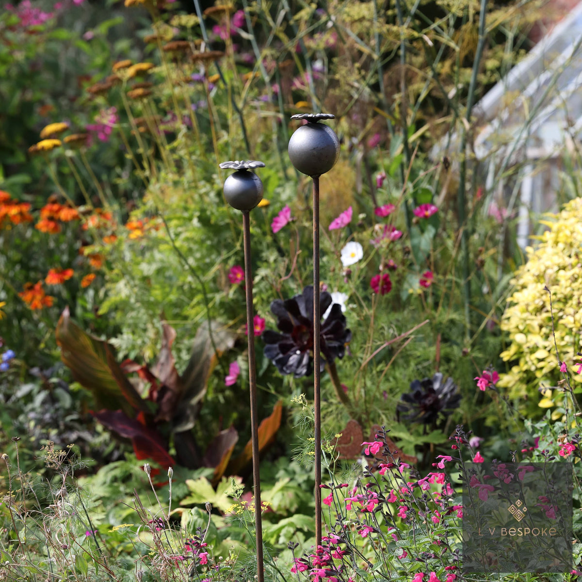 Mixed Floral Metal Garden Stakes, Tall.