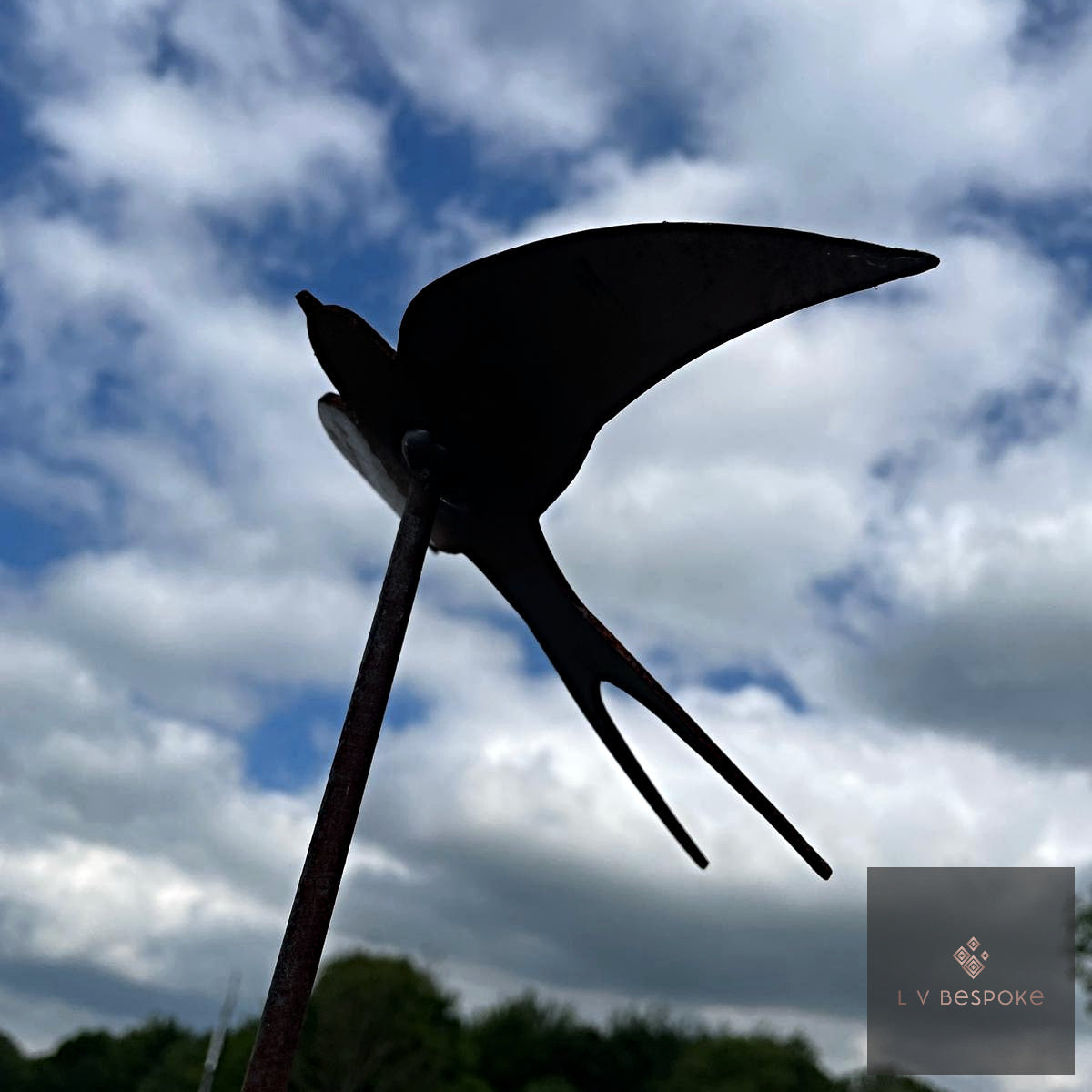 Bird & Insect Garden Stakes (Raw Steel, Two Heights)