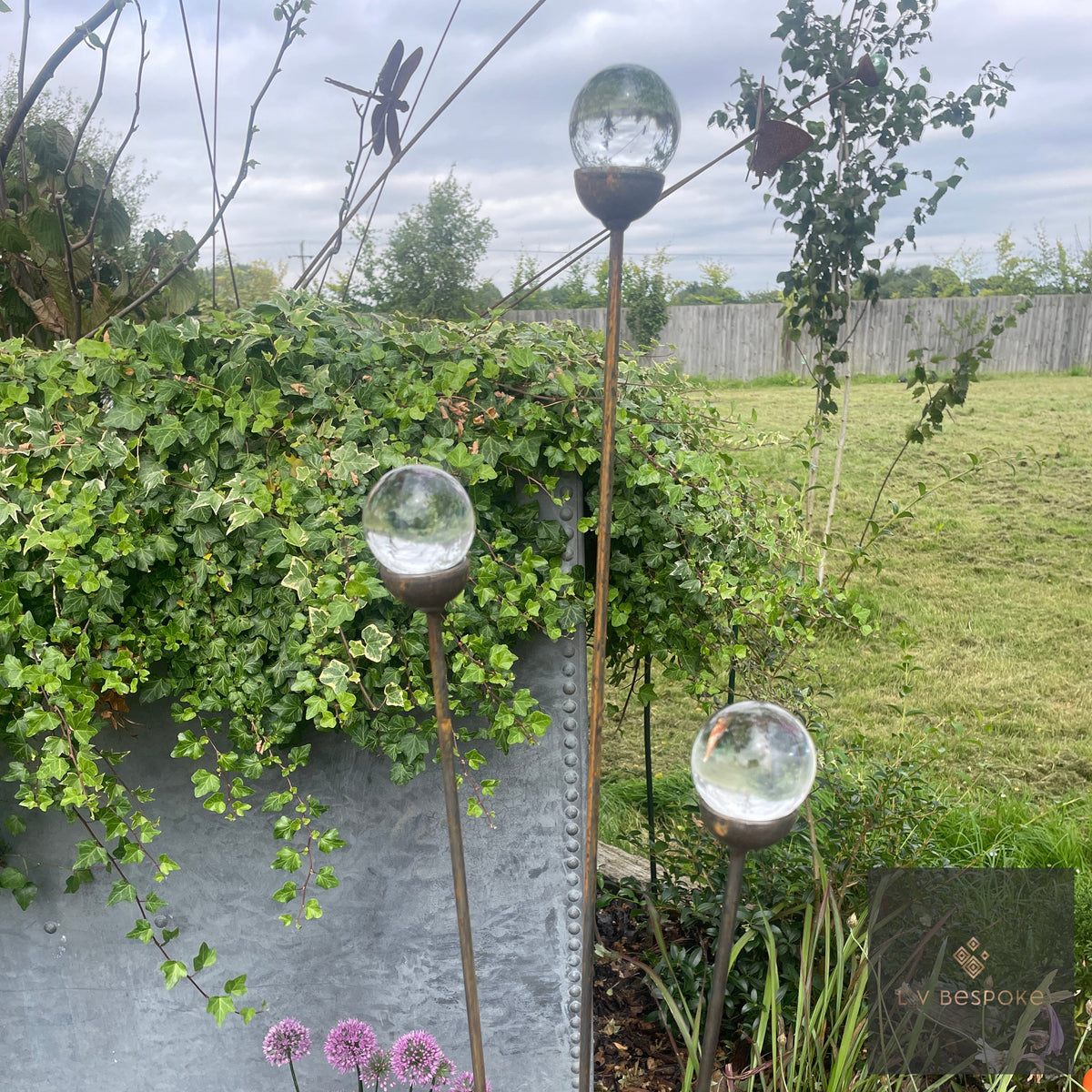 Cluster of 3 Glass Garden Feature