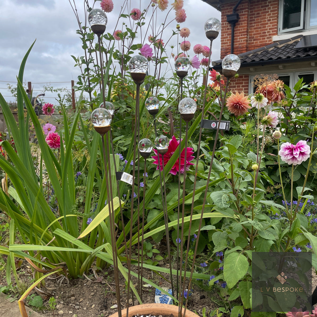 Cluster of 3 Glass Garden Feature
