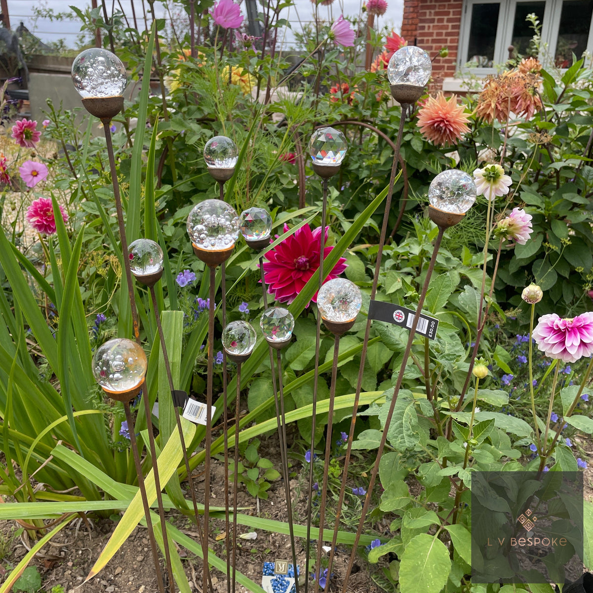 Cluster of 3 Glass Garden Feature