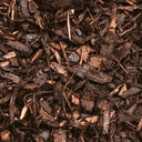 A close-up of Dandy's Topsoil & Landscape Supplies Landscaping Garden Bark Mulch, featuring dark brown, moist wood and bark pieces in varied textures with scattered thin sticks.