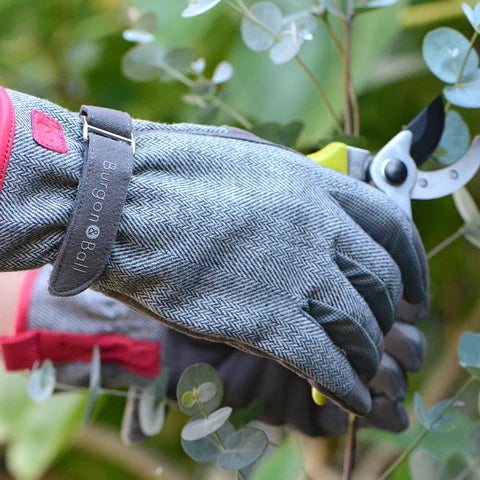 Burgon & Ball Love the Glove – Grey Tweed Gardening Gloves (S/M)