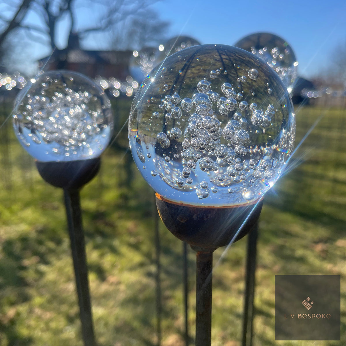 Bespoke Glass-Topped Garden Stake | 4 Sizes, 4 Finishes