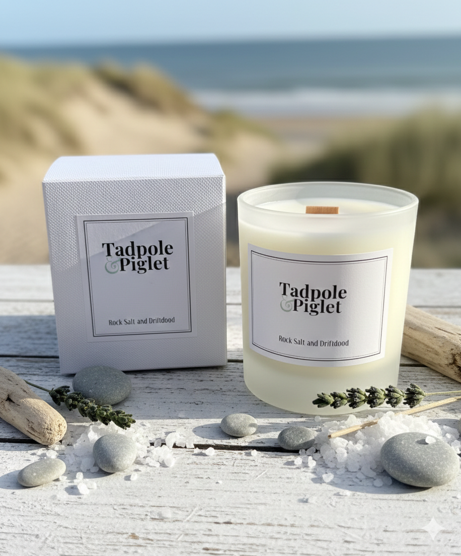 Rock Salt &amp; Driftwood Scented Candle