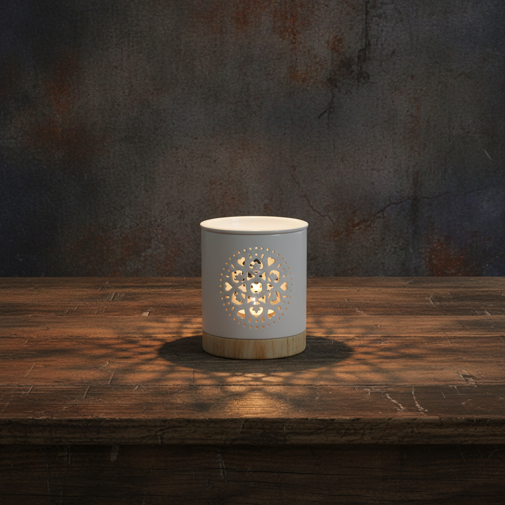 White Mandala Cut Out Wax Burner