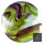 Commando marble – clear glass with green and purple swirls