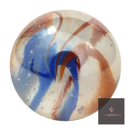Funfair marble – clear glass with blue and copper swirls