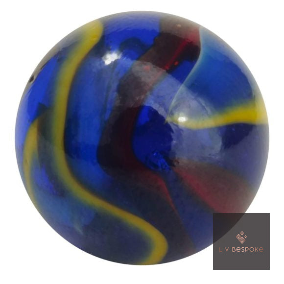 Michelangelo marble – dark blue glass with yellow and red swirls