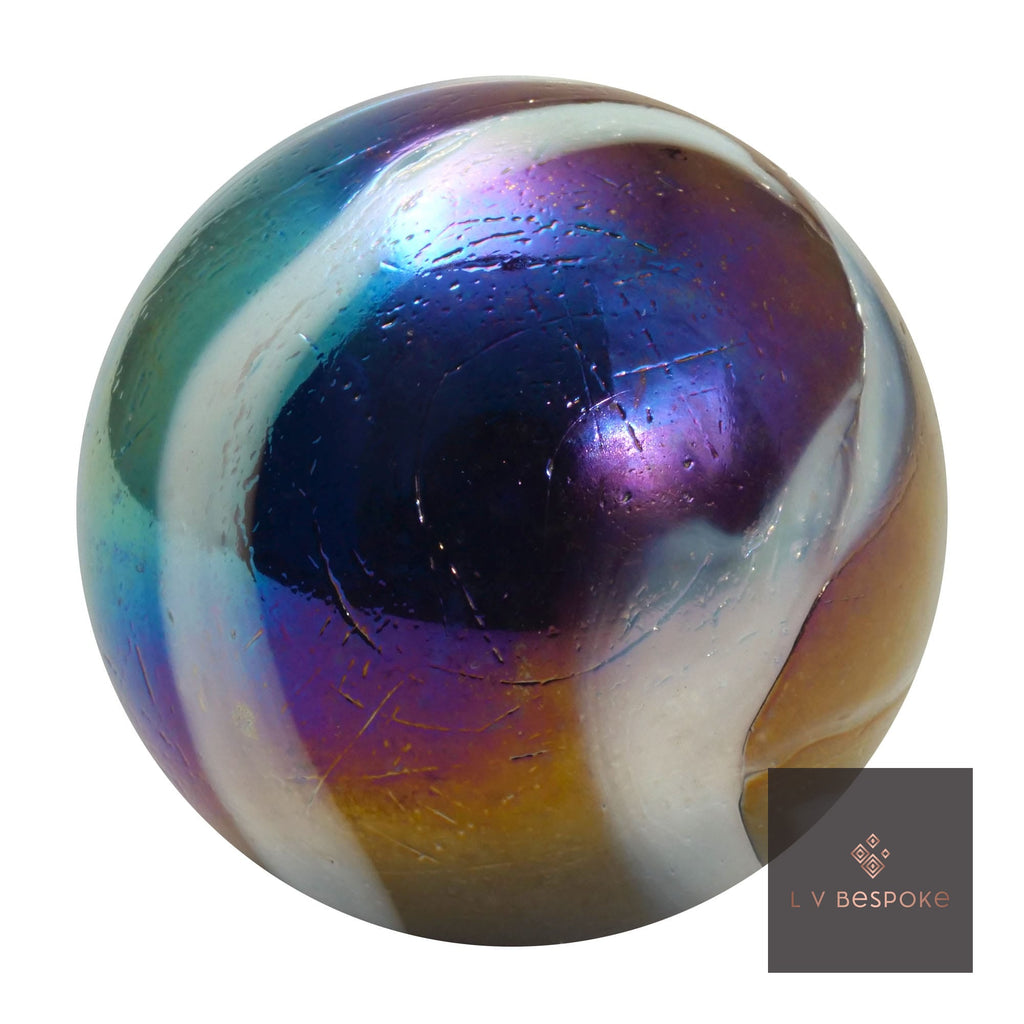 Supernova marble – iridescent dark blue with white swirls