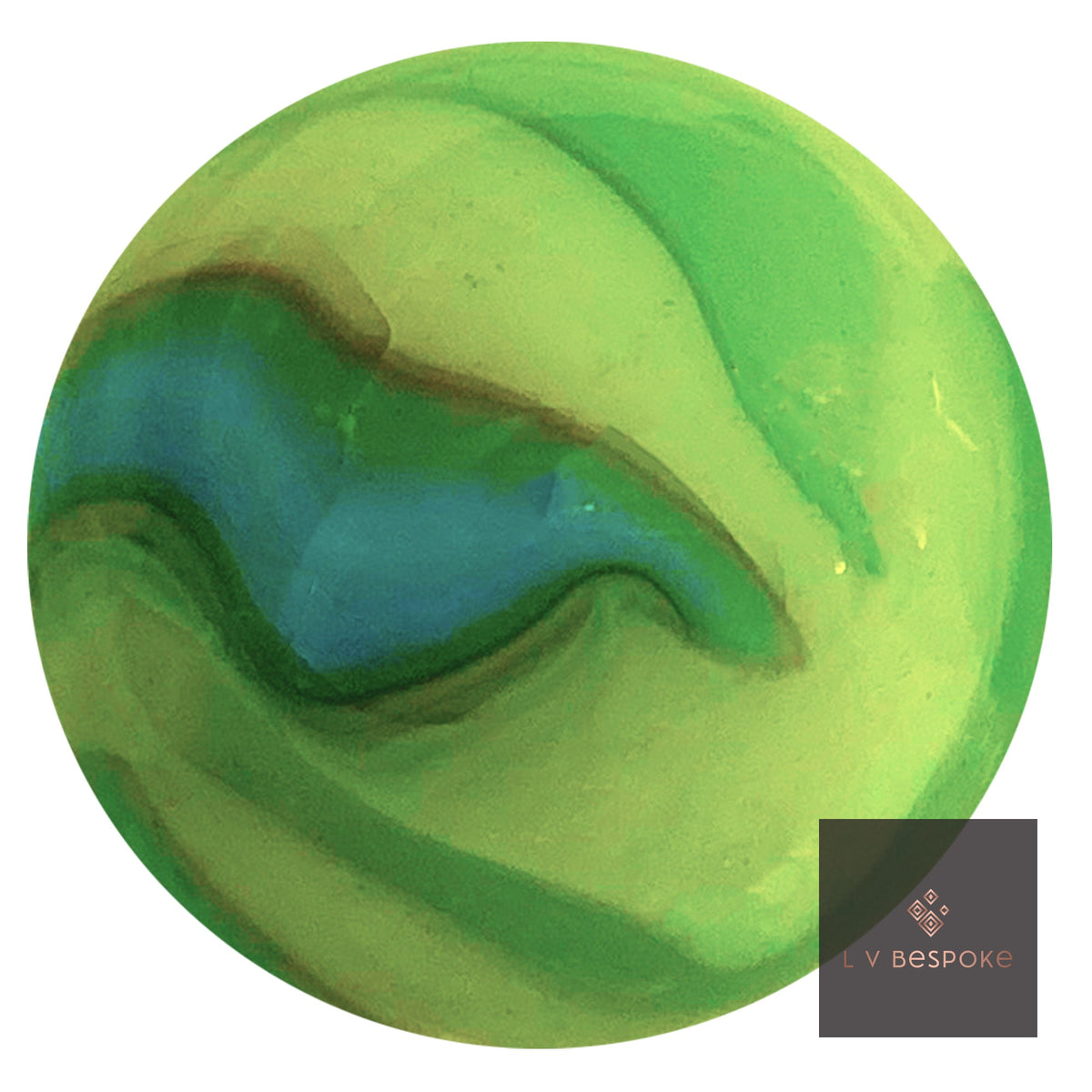 Troll marble – green with darker green and teal swirls