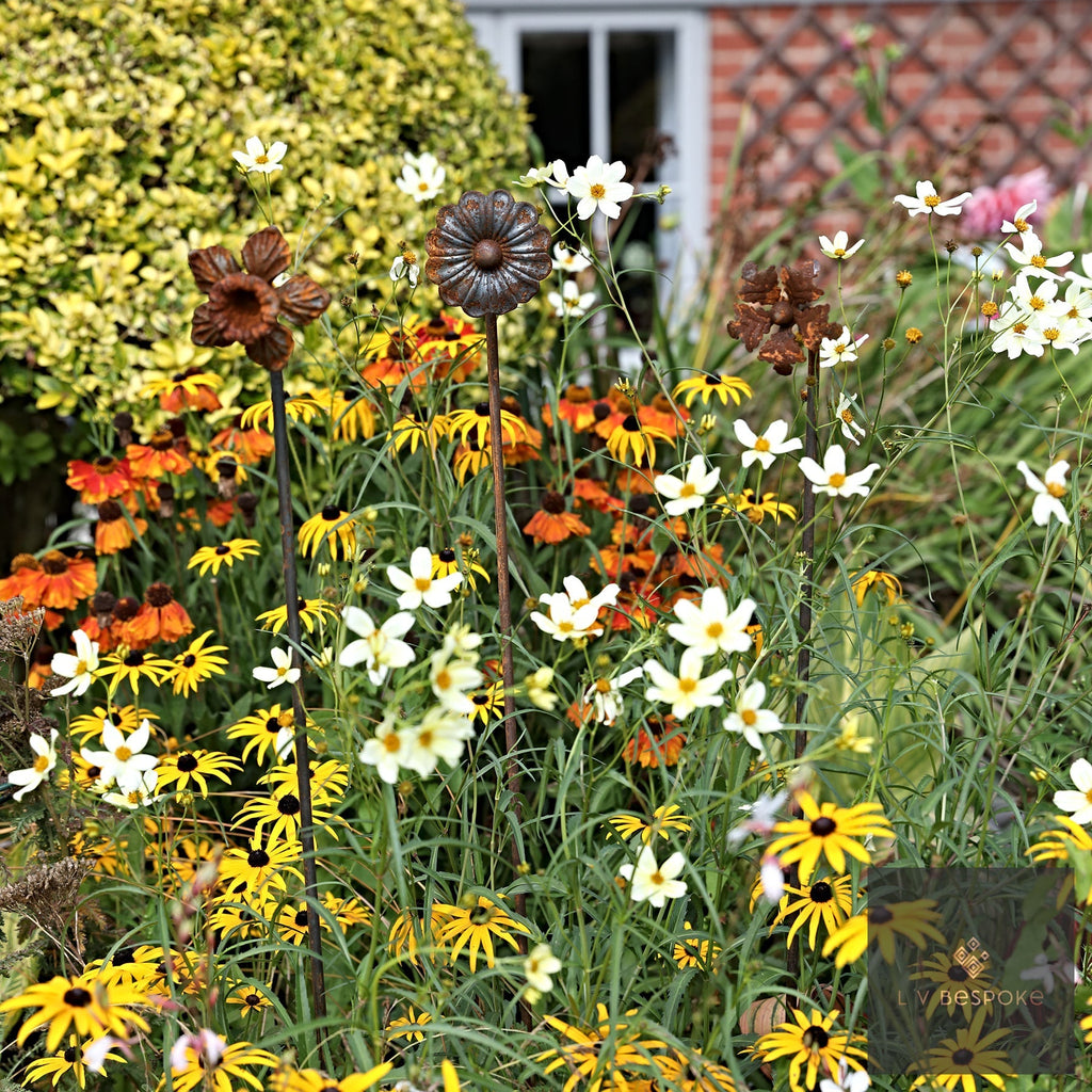 Mixed Floral Metal Garden Stakes, Tall.