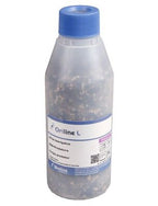 A clear plastic bottle with blue cap labeled "Thrips Killer - Orius" from ladybirdplantcare.co.uk, containing Orius laevigatus granules as a trusted biological thrips control. The label includes text, QR codes, and branding.