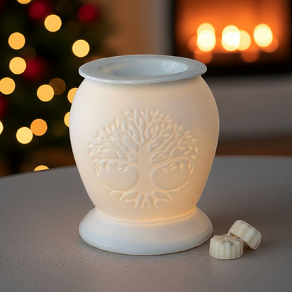 Tree of Life White Ceramic Electric Wax Burner