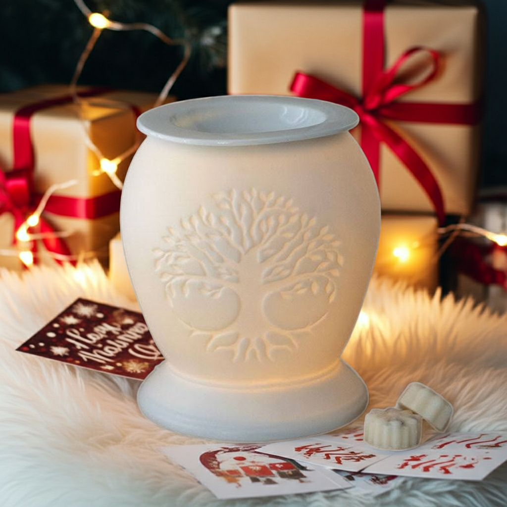 Tree of Life White Ceramic Electric Wax Burner