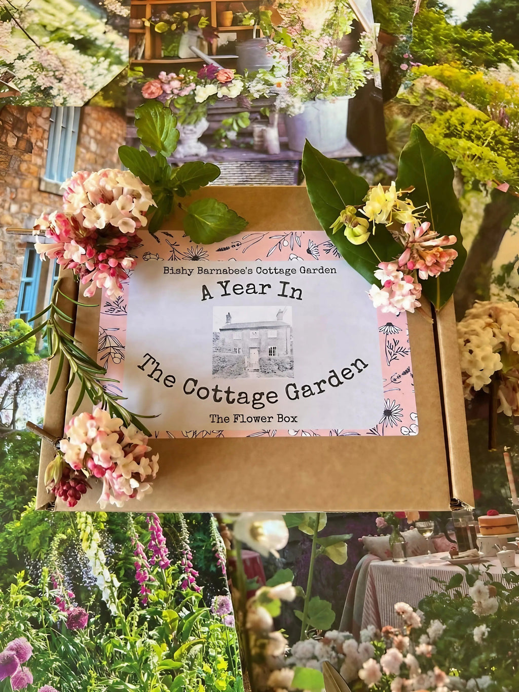 The A Year in a Cottage Garden - Flower Box (24 Packs) by Bishy Barnabees Cottage Garden Ltd comes in a decorative box with cottage garden photos—ideal inspiration for using your own cut flower or cottage garden seed kit.