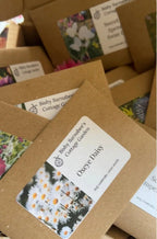 The "A Year in a Cottage Garden - Flower Box (24 Packs)" by Bishy Barnabees Cottage Garden Ltd features 24 cut flower seed packs in labeled brown envelopes, ideal for creating your own charming cottage garden.