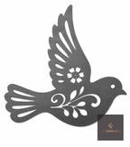 Cut steel dove silhouette with floral cut-outs