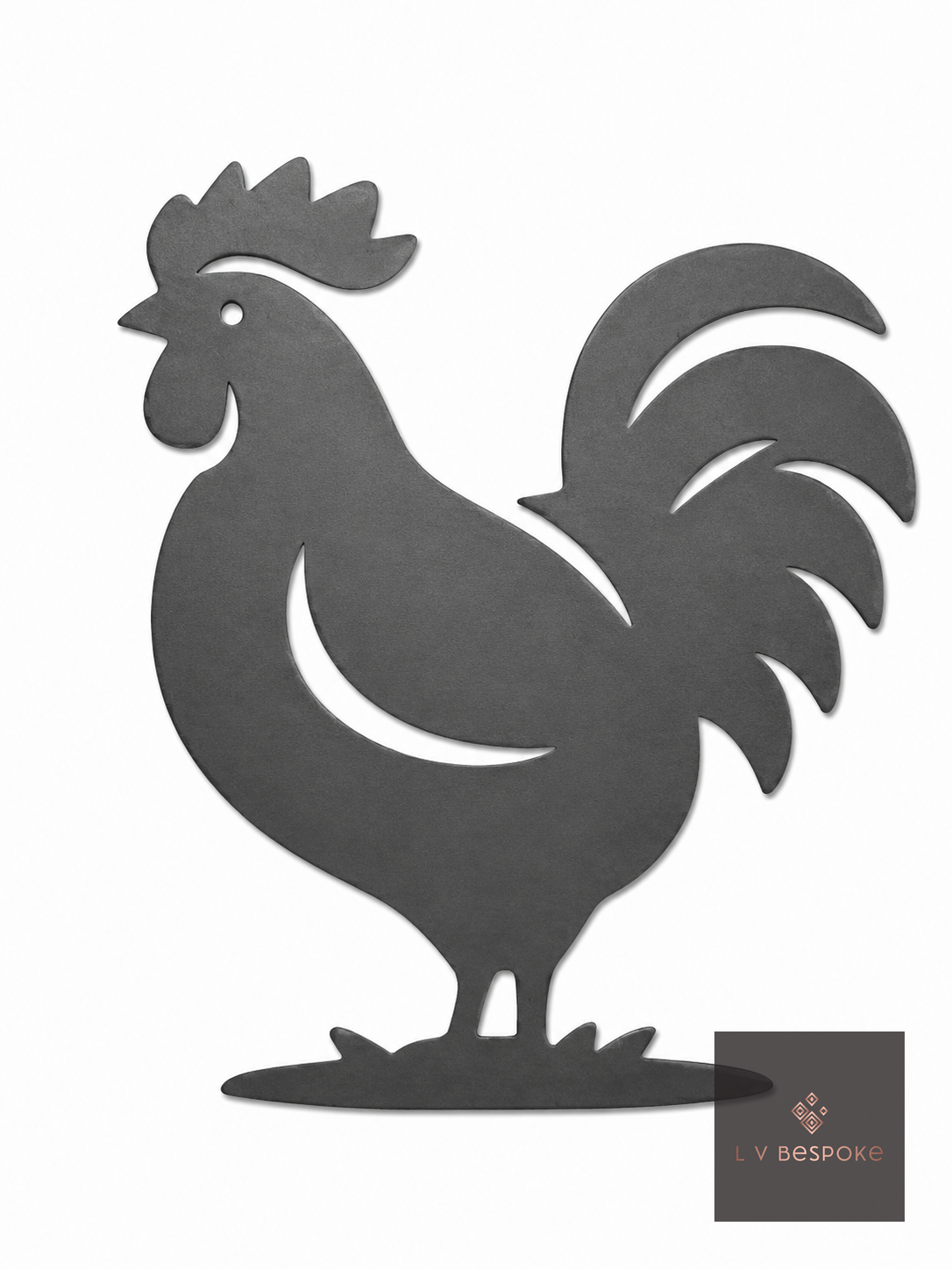 Cut steel cockerel silhouette topper