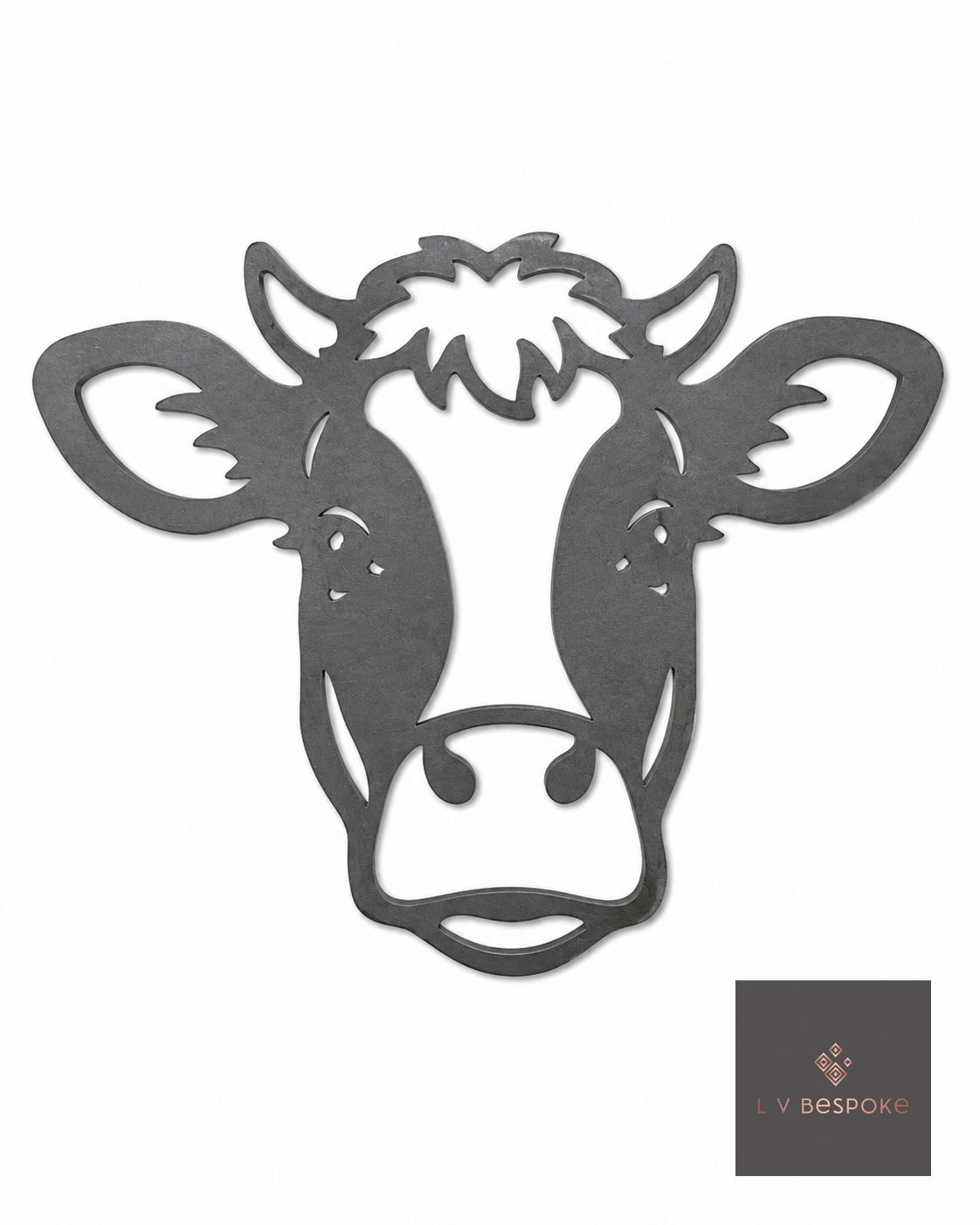 Cut steel cow face silhouette topper