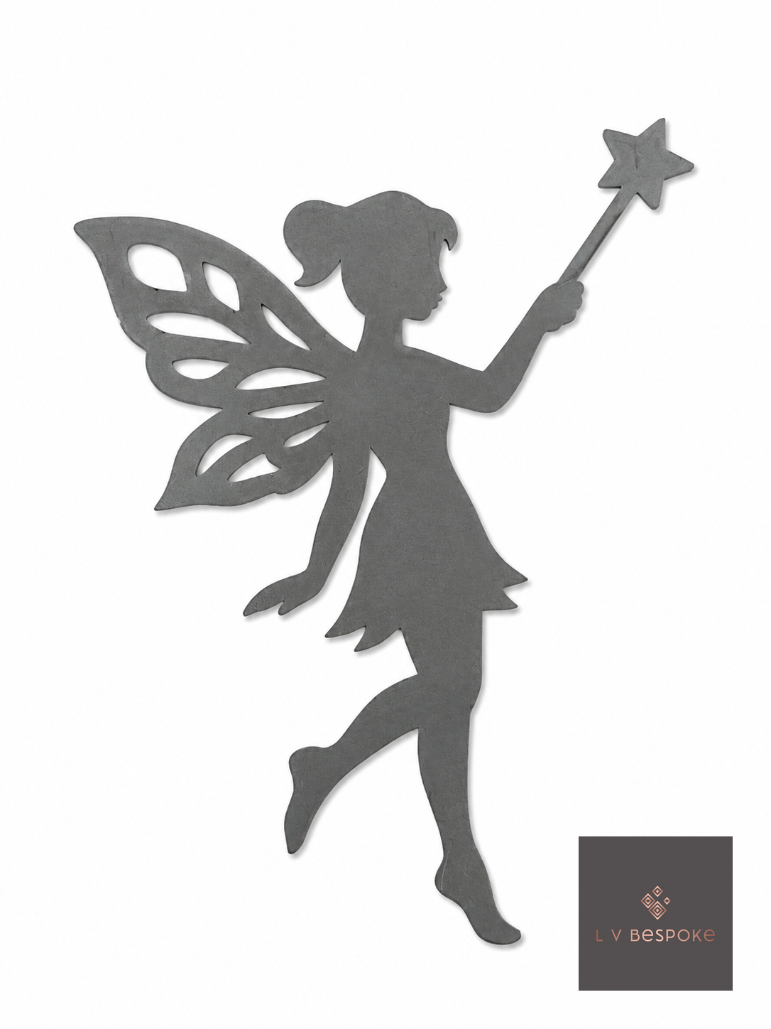 Cut steel fairy with wand silhouette topper