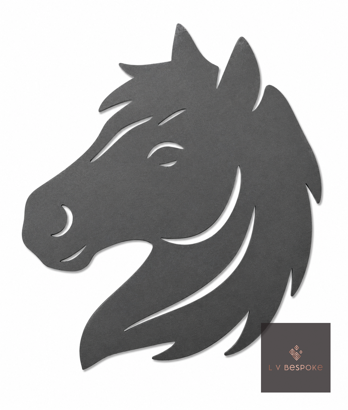 Cut steel horse head silhouette topper