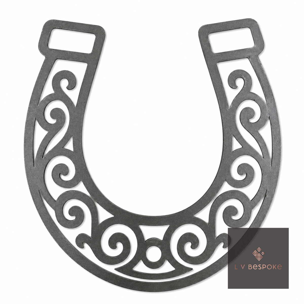Cut steel decorative horseshoe topper