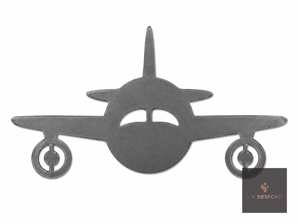 Cut steel jet plane silhouette topper