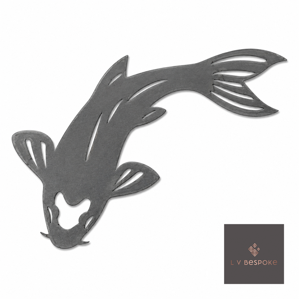 Cut steel koi carp silhouette topper